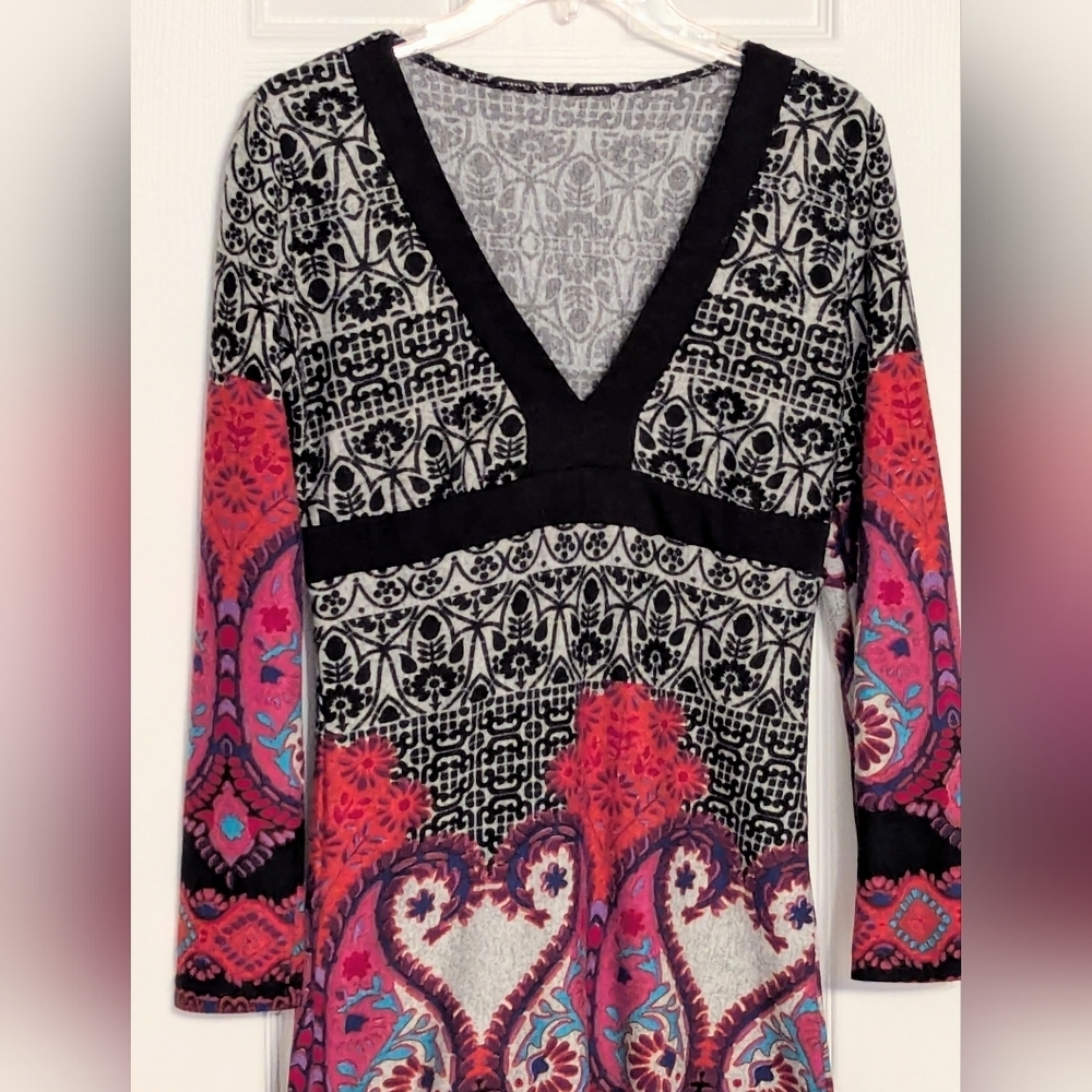 Womens Colorful V-Neck Bodycon Stretchy Knitted Pullover Sweater and Mini Dress - Picture 3 of 12